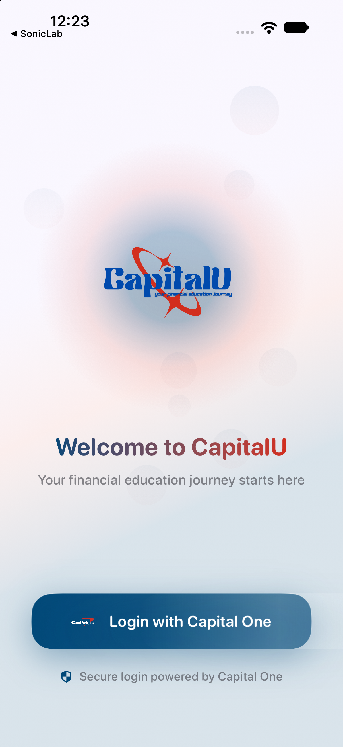The original CapitalU welcome screen