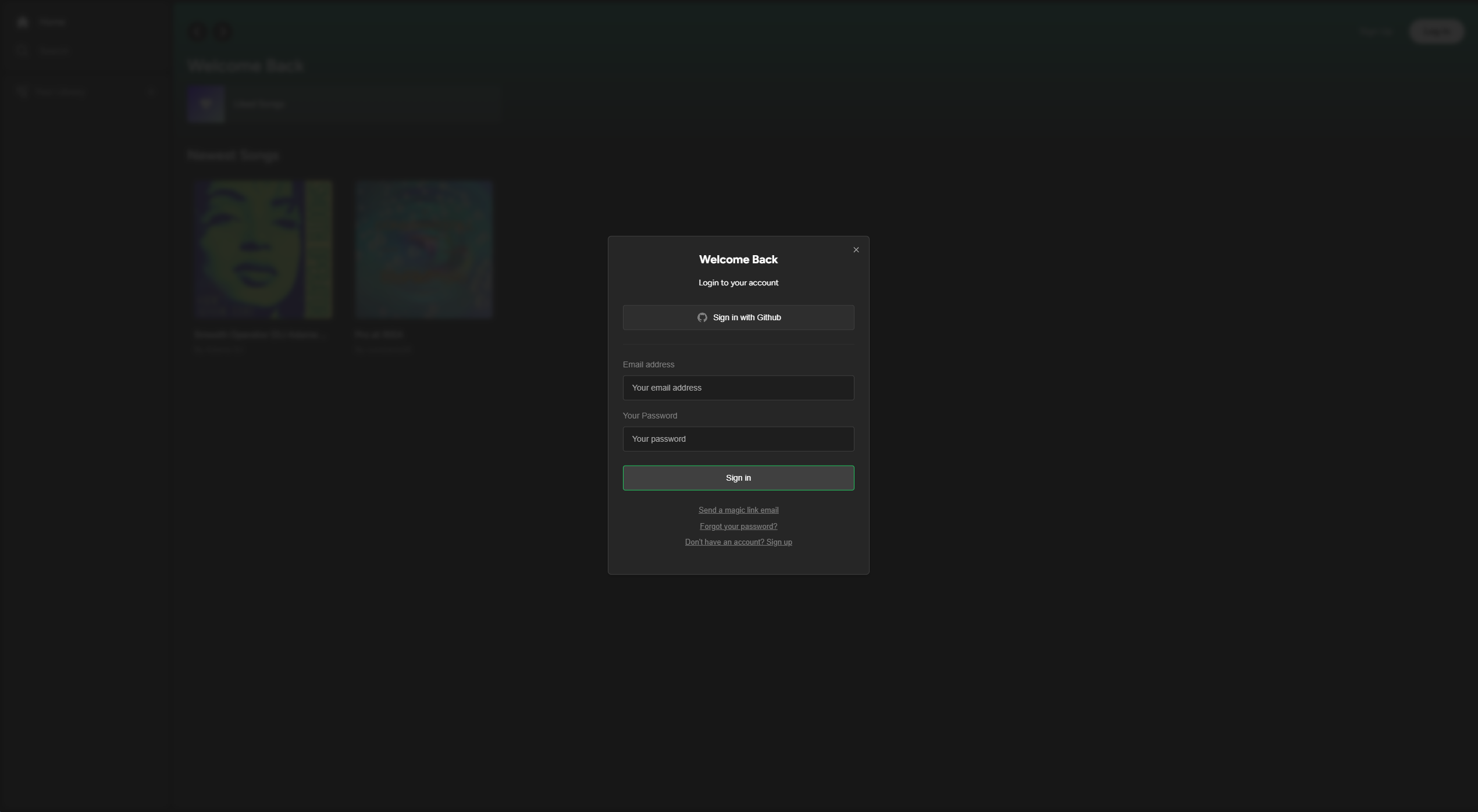 Music streaming platform project screenshot 2